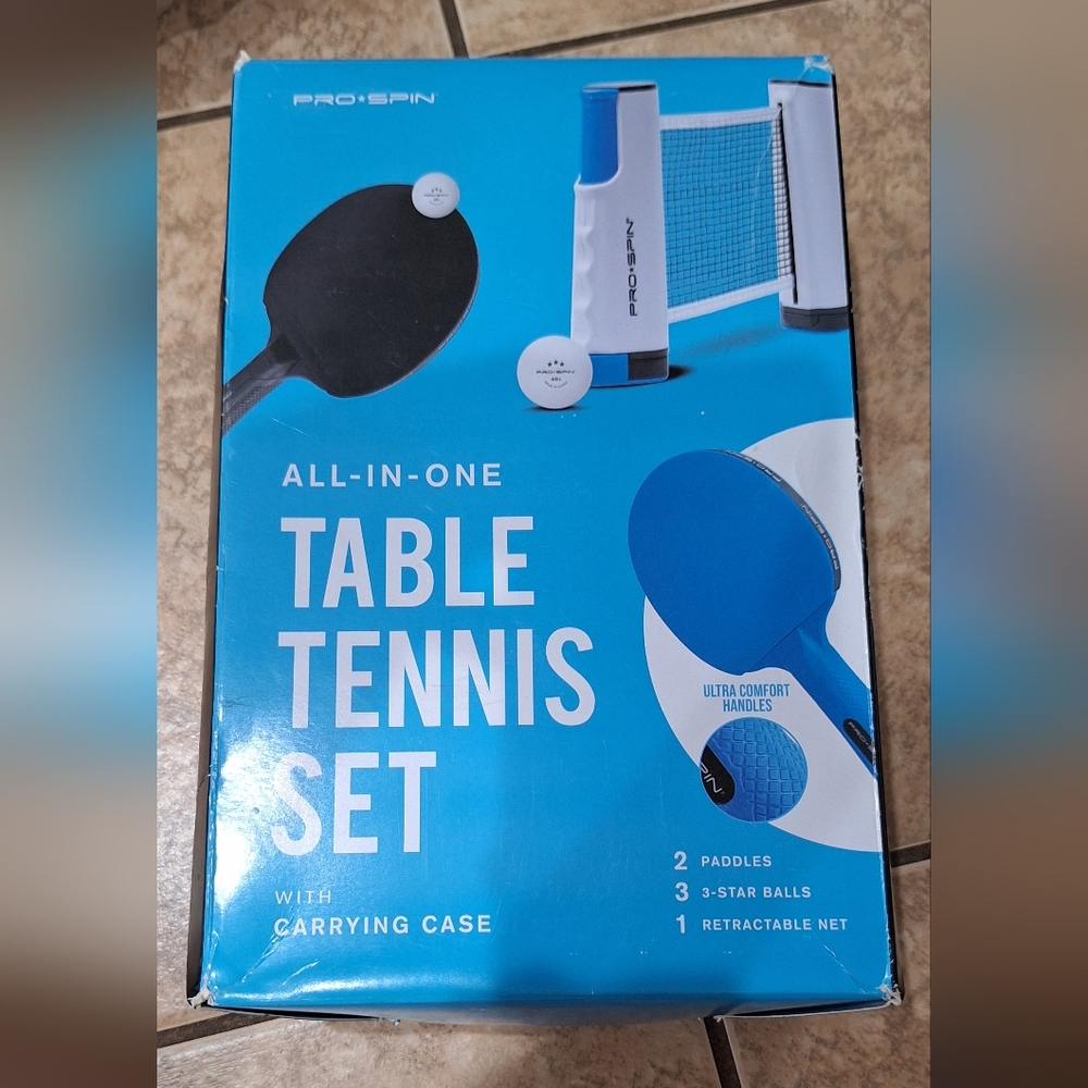 Blue Table Tennis Set with Carrying Case